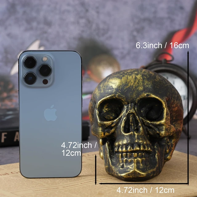 Alt view image 2 of 7 - H&W Skull Money Bank for Halloween, Skeleton Coin Bank (Golden)