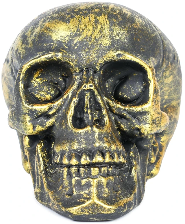 Alt view image 7 of 7 - H&W Skull Money Bank for Halloween, Skeleton Coin Bank (Golden)