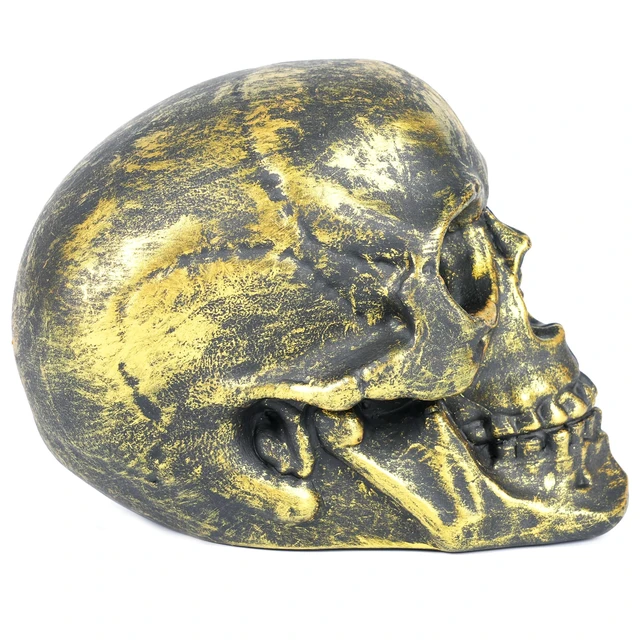 Alt view image 4 of 7 - H&W Skull Money Bank for Halloween, Skeleton Coin Bank (Golden)