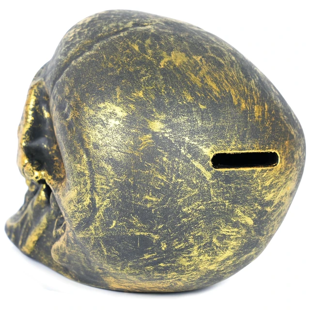 Alt view image 3 of 7 - H&W Skull Money Bank for Halloween, Skeleton Coin Bank (Golden)