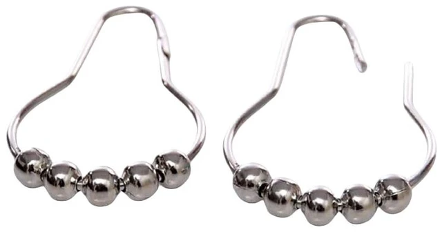 Alt view image 4 of 6 - Shower Curtain Hooks, Decorative Rust Proof Stainless Steel Shower Curtain Hooks for Bathroom Shower Rods Set of 12, Polished Nickel (Chrome,12pcs)