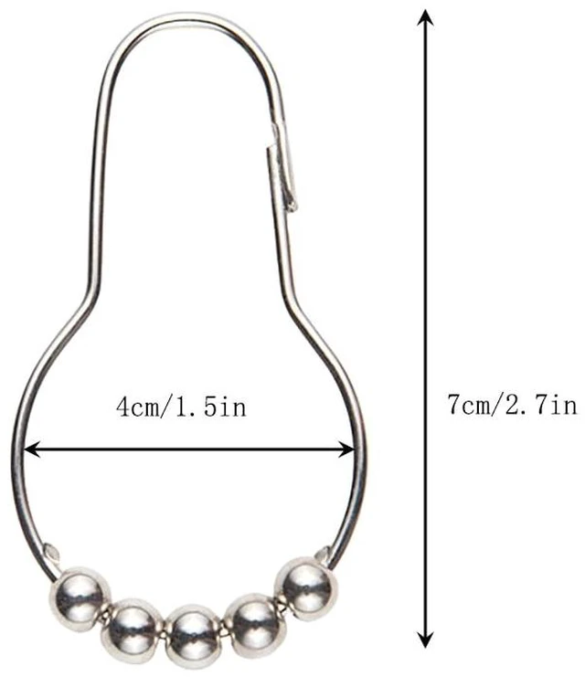 Alt view image 2 of 6 - Shower Curtain Hooks, Decorative Rust Proof Stainless Steel Shower Curtain Hooks for Bathroom Shower Rods Set of 12, Polished Nickel (Chrome,12pcs)