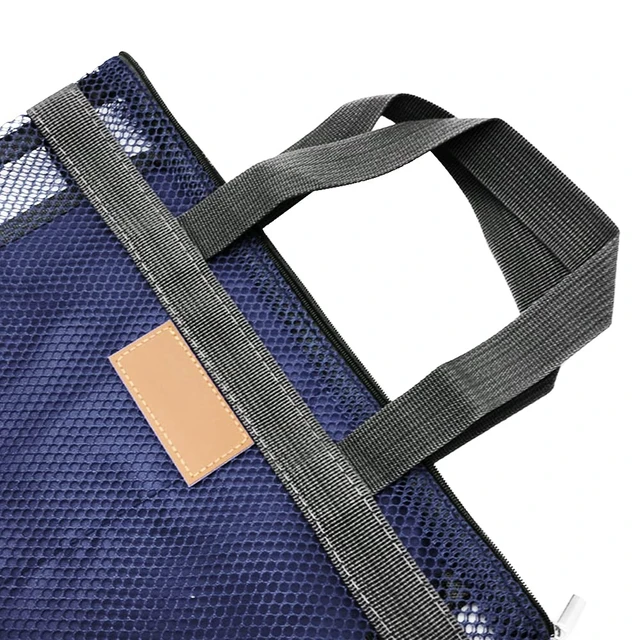 Alt view image 5 of 5 - Mesh Shower Caddy Bag, Quick Dry Portable Tote Bag with Zipper and Inner Pocket, Lightweight Bath Organizer for College Dorm Bathroom, Swimming, Gym, Beach, Travel (Navy)