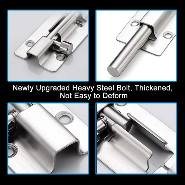 Alt view image 2 of 7 - FATLODA 2 Pack Barrel Bolt Latch, 3 Inch Stainless Steel Slide Latch Lock