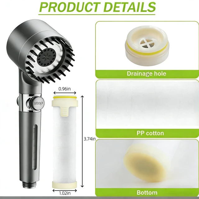 Alt view image 2 of 7 - Shower Head Filter Replacement, 3 Pack 18-Stage Filtration Shower Filters for Hard Water, Remove Chlorine & Heavy Metals, Compatible with Most Handheld Showerheads, Reduces Dry Skin & Hair