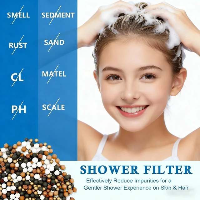 Alt view image 5 of 7 - Shower Head Filter Replacement, 3 Pack 18-Stage Filtration Shower Filters for Hard Water, Remove Chlorine & Heavy Metals, Compatible with Most Handheld Showerheads, Reduces Dry Skin & Hair
