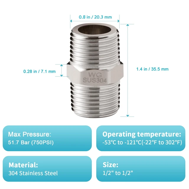 Alt view image 7 of 7 - OFFO Shower Hose Extension Connector, 1/2 to 1/2 Shower Hose Extender Fitting Extra Long Joint, Connect Two Hoses, Solid Stainless Steel, 1 PCS