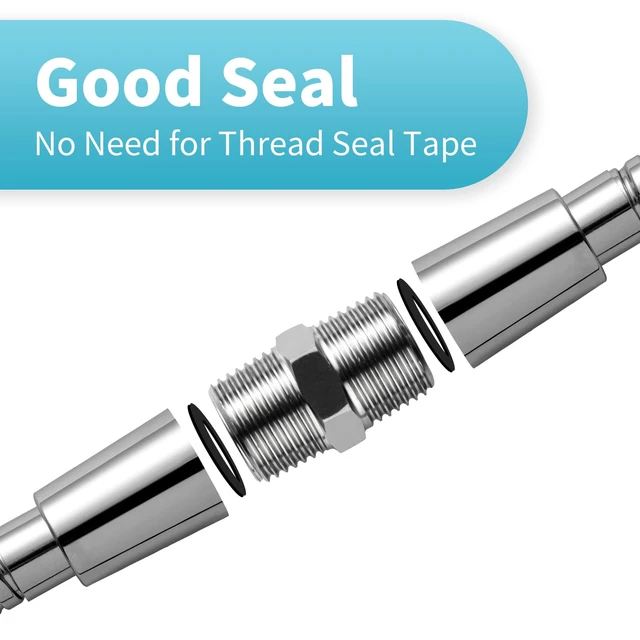 Alt view image 5 of 7 - OFFO Shower Hose Extension Connector, 1/2 to 1/2 Shower Hose Extender Fitting Extra Long Joint, Connect Two Hoses, Solid Stainless Steel, 1 PCS