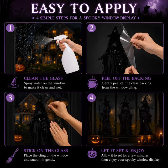 Alt view image 4 of 7 - Halloween Decorations - Witch Window Clings for Halloween Party Decor