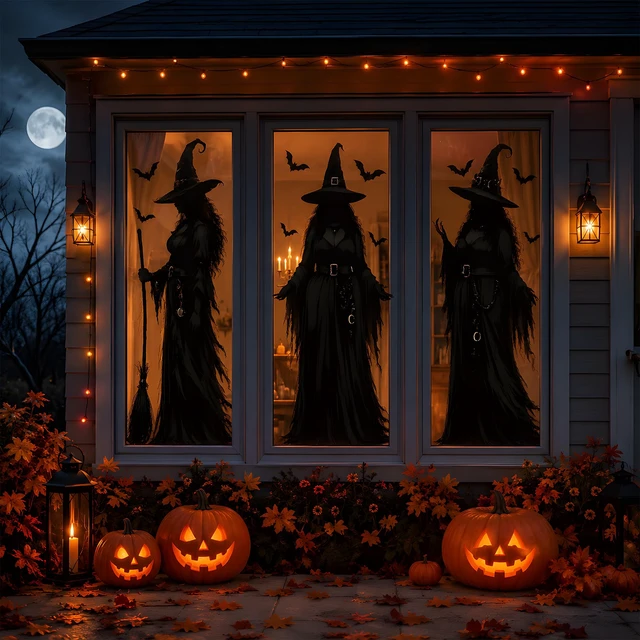 Alt view image 3 of 7 - Halloween Decorations - Witch Window Clings for Halloween Party Decor