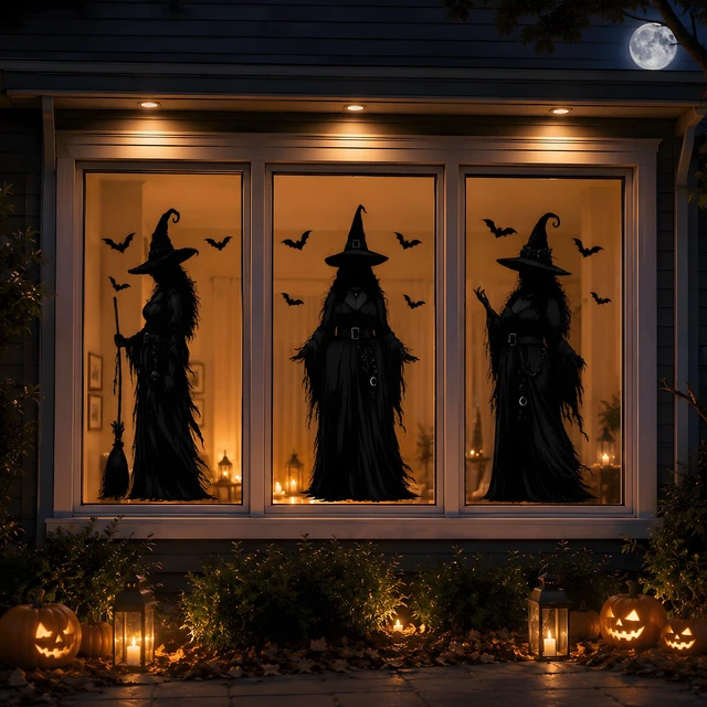 Alt view image 6 of 7 - Halloween Decorations - Witch Window Clings for Halloween Party Decor