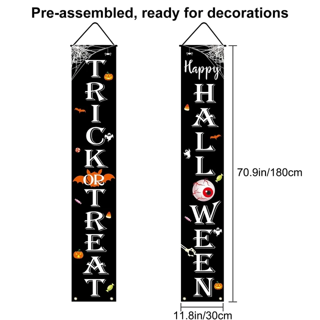 Alt view image 4 of 6 - JENFALL Halloween Decorations Outdoor TRICK OR TREAT Happy HALLOWEEN Banner Porch Sign Decor Halloween Door Decorations for Home Indoor Outdoor Wall Party