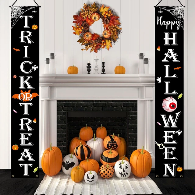 Alt view image 5 of 6 - JENFALL Halloween Decorations Outdoor TRICK OR TREAT Happy HALLOWEEN Banner Porch Sign Decor Halloween Door Decorations for Home Indoor Outdoor Wall Party