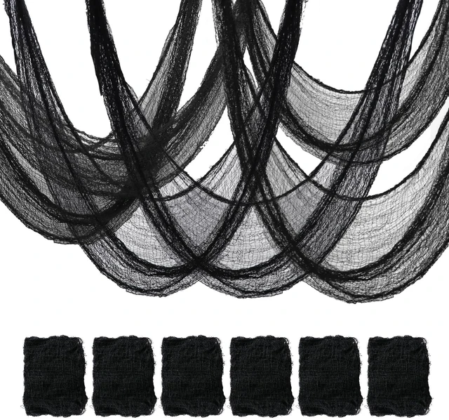 Main image of 6-Pack 30 x 72 inches Halloween Creepy Cloth Decorations, Black
