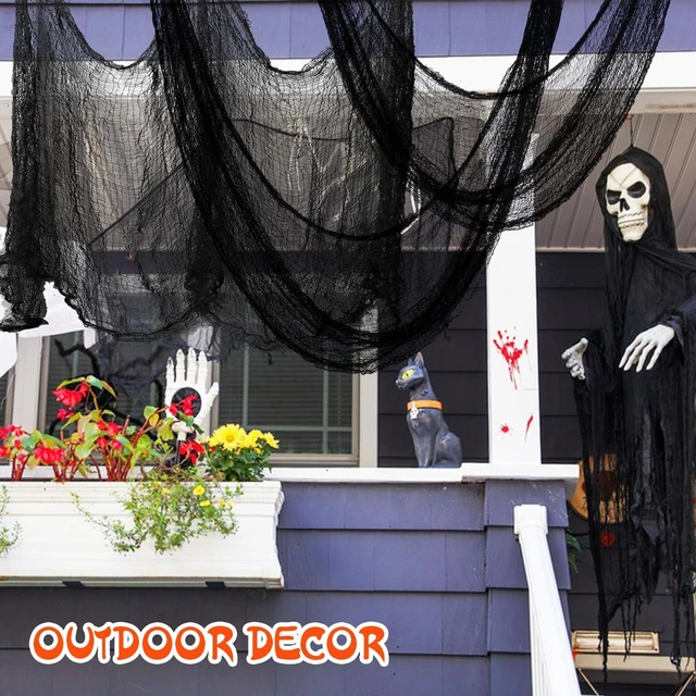 Alt view image 7 of 7 - 6-Pack 30 x 72 inches Halloween Creepy Cloth Decorations, Black