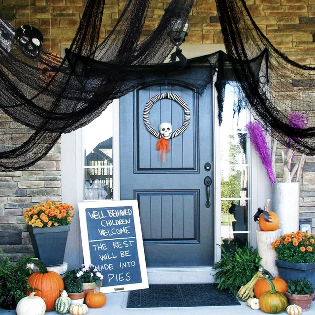 Alt view image 3 of 7 - 6-Pack 30 x 72 inches Halloween Creepy Cloth Decorations, Black