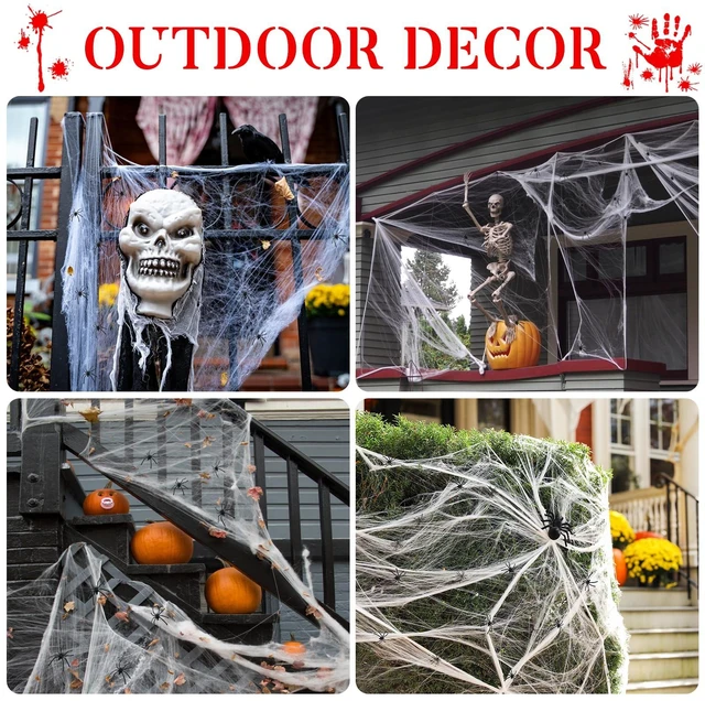 Alt view image 5 of 6 - 1400 sqft Halloween Spider Webs Decorations + 150 Extra Fake Spiders