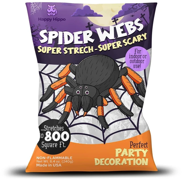 Main image of Halloween Spider Web Decoration, 800 Sqare Feet & Plastic Spiders, Halloween Party Supplies, Spider Webs (Large, 800 Sq Feet)