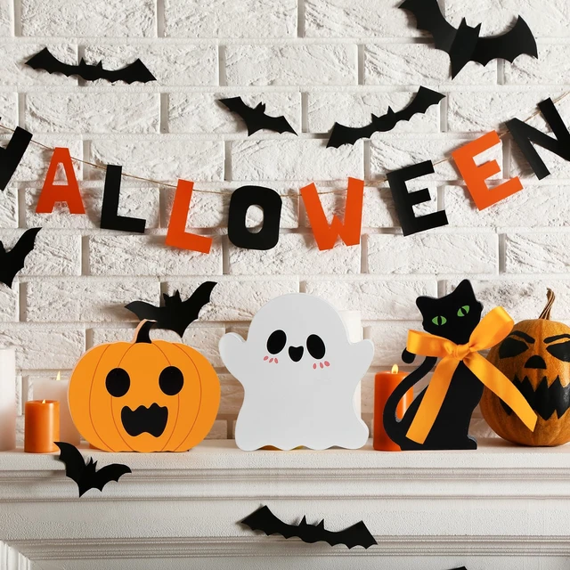 Alt view image 2 of 6 - COCHIE 3 Cute Halloween Table Decorations Spooky Tiered Tray Decor Indoor