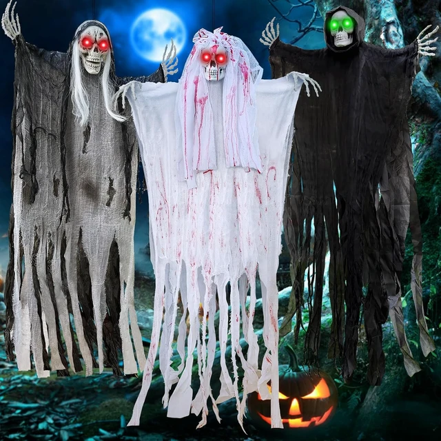 Alt view image 7 of 7 - 4 Pack Halloween Decoration LED Glowing Light Up Skulls Eyes, Horror DIY Glowing Eyes Lights Battery Operated for Halloween Decoration Masks, Skulls, Pumpkin, Spider, Tombstone Props (Red)