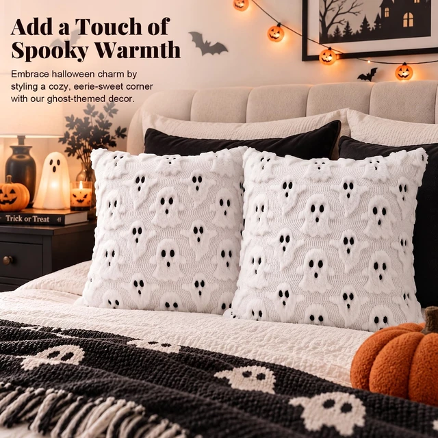 Alt view image 5 of 7 - OLANRUN Halloween Pillow Covers 18x18 Set of 2, Halloween Decoration Indoor