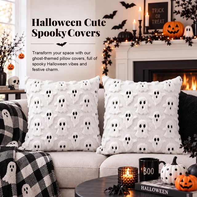 Alt view image 6 of 7 - OLANRUN Halloween Pillow Covers 18x18 Set of 2, Halloween Decoration Indoor