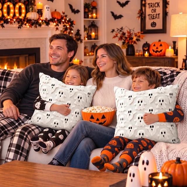 Alt view image 4 of 7 - OLANRUN Halloween Pillow Covers 18x18 Set of 2, Halloween Decoration Indoor