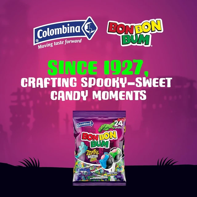 Alt view image 5 of 6 - Colombina Bon Bon Bum Halloween Lollipops, Hard Candy, Bubble Gum, 24 Count