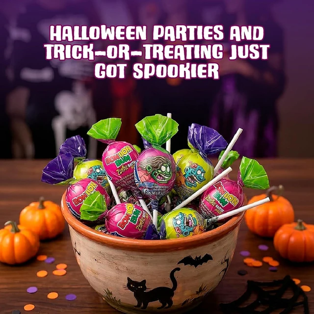 Alt view image 4 of 6 - Colombina Bon Bon Bum Halloween Lollipops, Hard Candy, Bubble Gum, 24 Count