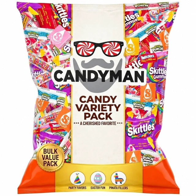 Main image of CANDYMAN Assorted Candy Variety Pack, 1 lb, Individually Wrapped Bulk Candy