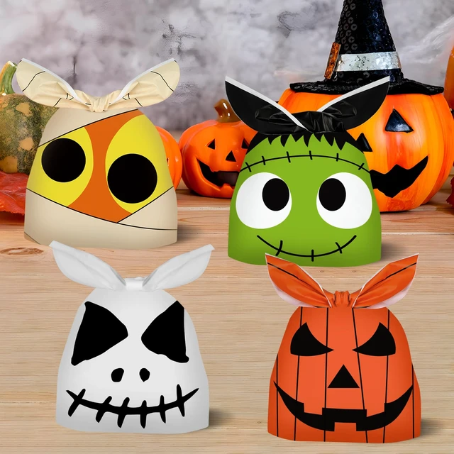 Alt view image 6 of 7 - 100 Pcs Halloween Treat Bags Rabbit Ear Candy Bags Trick or Treat Small Plastic Goodie Bag Halloween Party Favor Bags for Kids Party Favor Supplies, 4 Designs