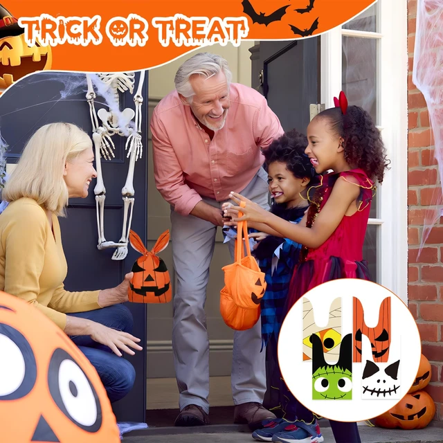 Alt view image 4 of 7 - 100 Pcs Halloween Treat Bags Rabbit Ear Candy Bags Trick or Treat Small Plastic Goodie Bag Halloween Party Favor Bags for Kids Party Favor Supplies, 4 Designs