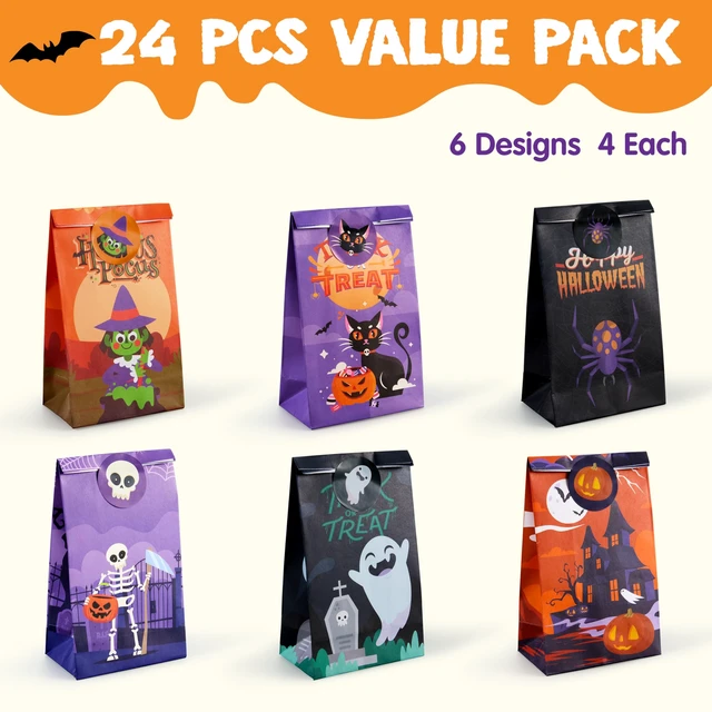 Alt view image 7 of 7 - JOYIN 24 PCS Halloween Treat Bags with Stickers, Candy and Goodie Bags for Halloween Party Favors Supplies, Trick or Treat Bag for Kids, Students Classroom Exchange Game Prize