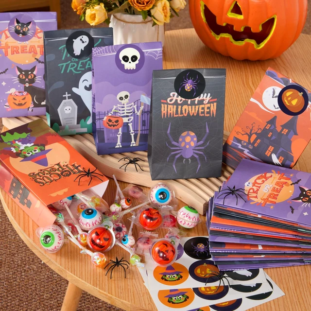 Alt view image 5 of 7 - JOYIN 24 PCS Halloween Treat Bags with Stickers, Candy and Goodie Bags for Halloween Party Favors Supplies, Trick or Treat Bag for Kids, Students Classroom Exchange Game Prize