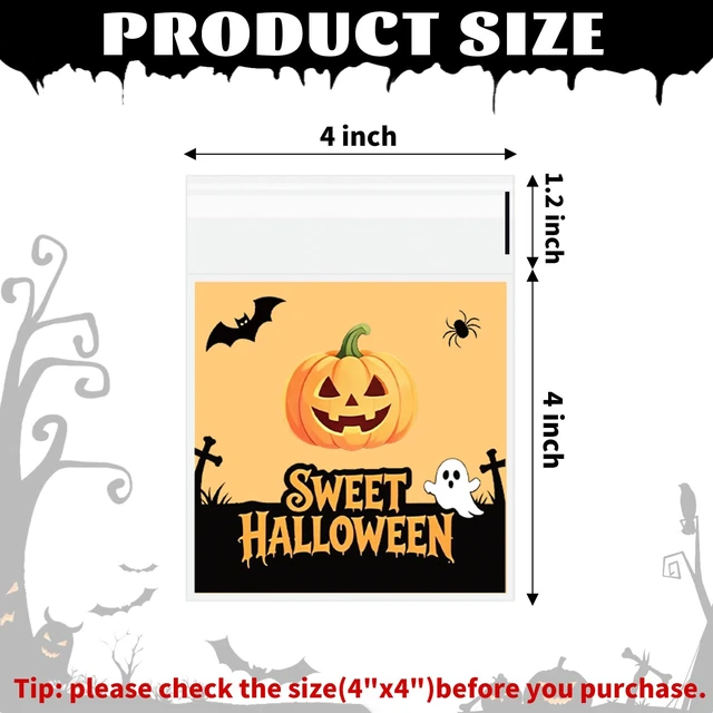Alt view image 3 of 7 - Halloween Self Sealing Cookie Bags - 100Pcs 4x4 Inch Clear Halloween Cellophane Treat Bags for Candy, Cookies, Party Favors & Gift Packaging, Plastic Halloween Goodie Bags for Kids Classroom Exchange