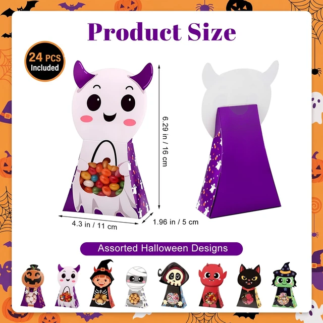 Alt view image 3 of 6 - woric 24 Pcs Halloween Treat Boxes with Window, 8 Designs Party Favor Boxes