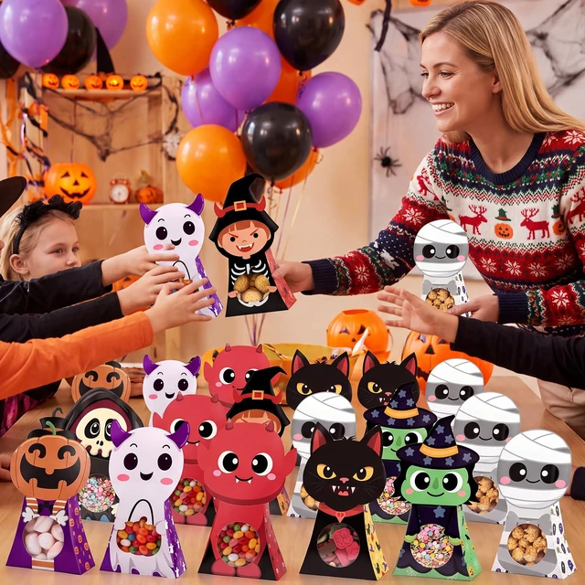 Alt view image 6 of 6 - woric 24 Pcs Halloween Treat Boxes with Window, 8 Designs Party Favor Boxes