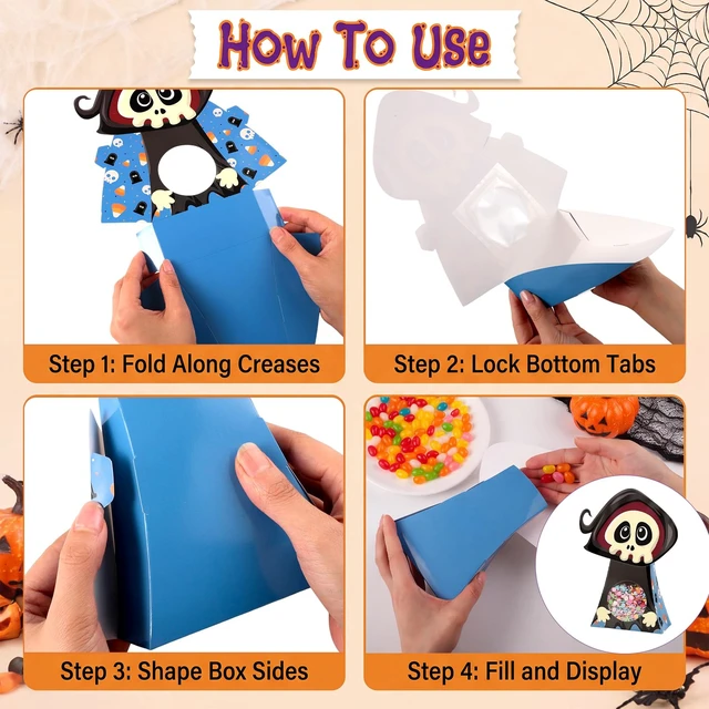 Alt view image 4 of 6 - woric 24 Pcs Halloween Treat Boxes with Window, 8 Designs Party Favor Boxes