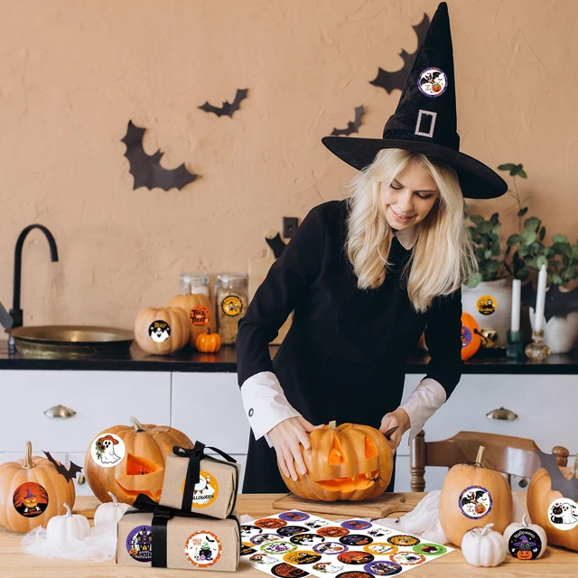 Alt view image 4 of 7 - 480Pcs Halloween Stickers, 1.5" Round Halloween Gifts Label Stickers for Scrapbook Envelope Sealing Notebook Baking Bag Present Boxes Party Supplies