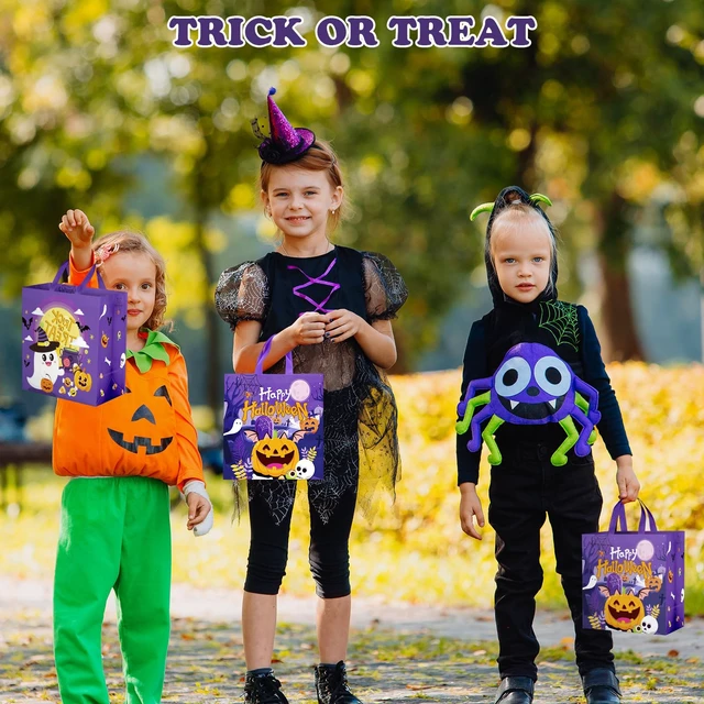 Alt view image 4 of 7 - 6 Pcs Halloween Goodie Bags - Large Happy Hallowen Party Favor Bag, Cute Non-Woven Tote Goody Candy Gift Bags with Handles for Halloween Themed Trick or Treat Party Favors Supplies