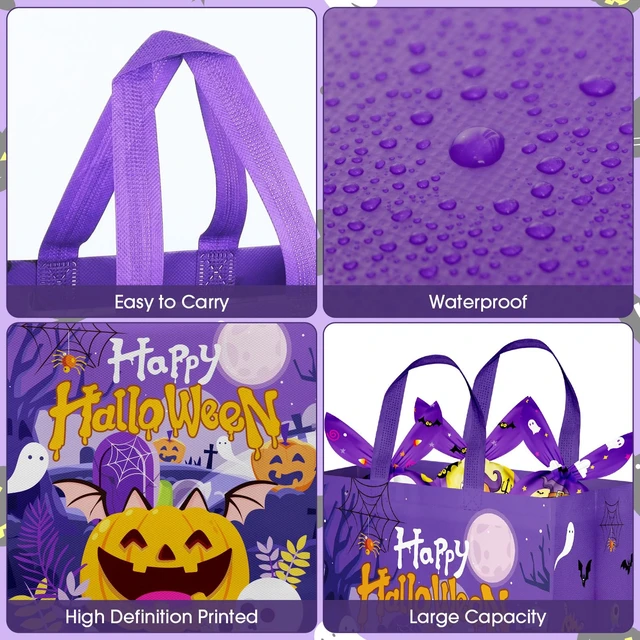 Alt view image 7 of 7 - 6 Pcs Halloween Goodie Bags - Large Happy Hallowen Party Favor Bag, Cute Non-Woven Tote Goody Candy Gift Bags with Handles for Halloween Themed Trick or Treat Party Favors Supplies