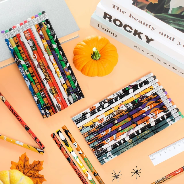 Alt view image 7 of 7 - Assort 48 Pieces Halloween Pencils with Eraser for Kids, 12 Styles