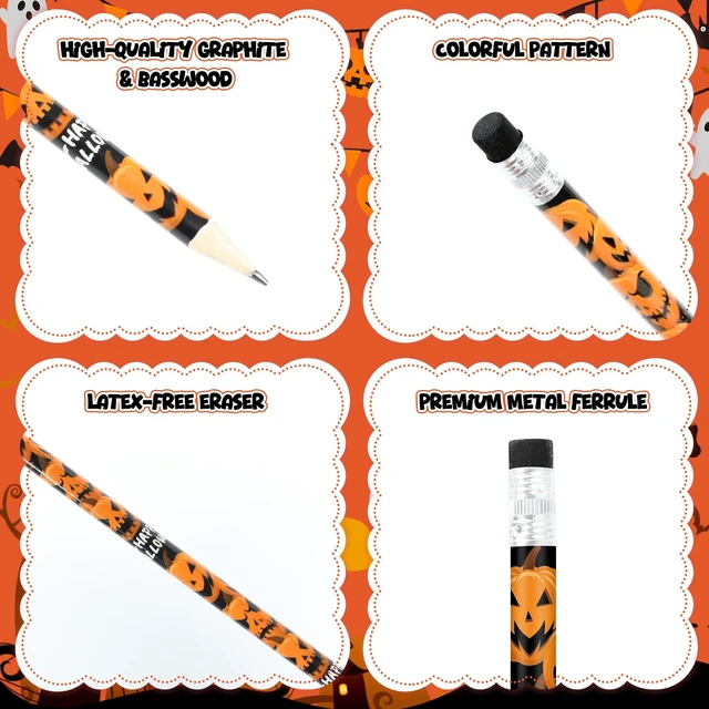 Alt view image 6 of 7 - Assort 48 Pieces Halloween Pencils with Eraser for Kids, 12 Styles