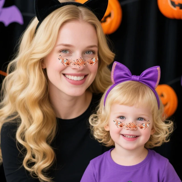 Alt view image 6 of 6 - Halloween Party Favors - 9 Pack Black Bat Freckles Face Tattoos | Halloween Games Gifts Crafts Treats for Kids - Halloween Makeup Costumes Accessories Party Decorations Supplies for Women Adult 2026