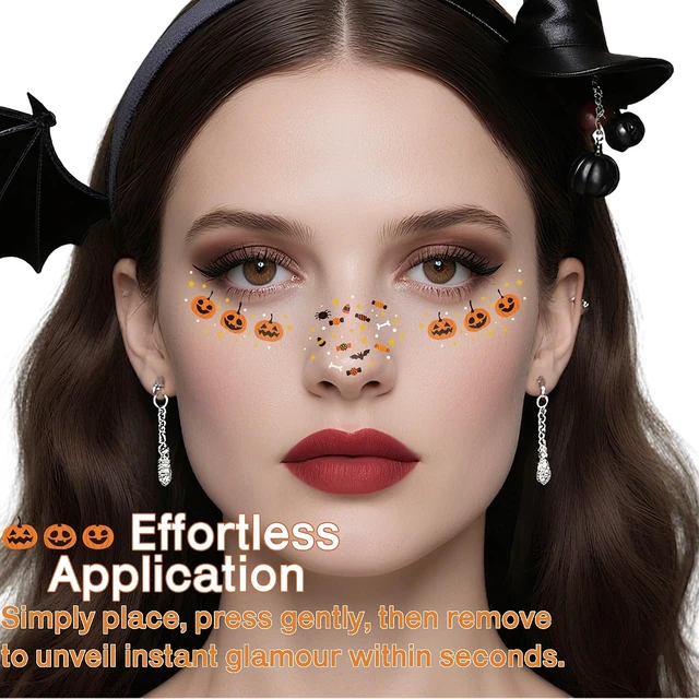 Alt view image 5 of 6 - Halloween Party Favors - 9 Pack Black Bat Freckles Face Tattoos | Halloween Games Gifts Crafts Treats for Kids - Halloween Makeup Costumes Accessories Party Decorations Supplies for Women Adult 2026
