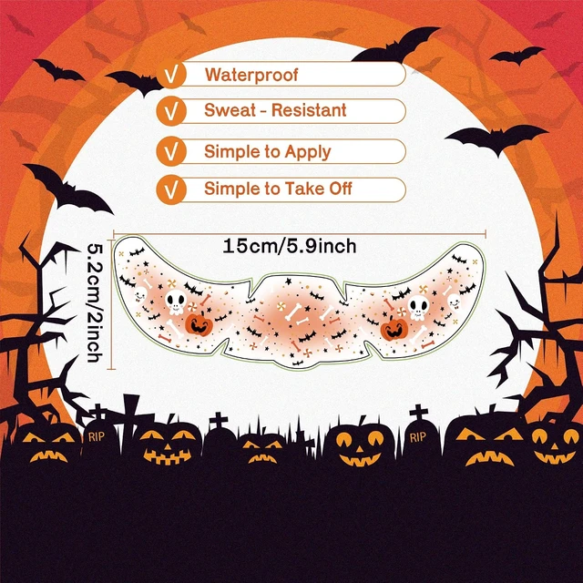 Alt view image 3 of 6 - Halloween Party Favors - 9 Pack Black Bat Freckles Face Tattoos | Halloween Games Gifts Crafts Treats for Kids - Halloween Makeup Costumes Accessories Party Decorations Supplies for Women Adult 2026