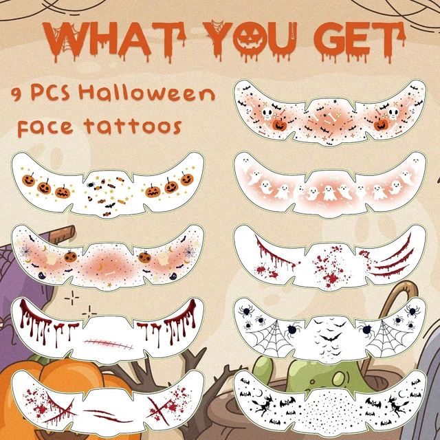 Alt view image 4 of 6 - Halloween Party Favors - 9 Pack Black Bat Freckles Face Tattoos | Halloween Games Gifts Crafts Treats for Kids - Halloween Makeup Costumes Accessories Party Decorations Supplies for Women Adult 2026