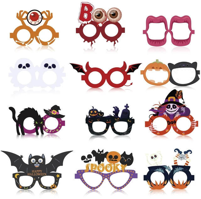 Main image of Halloween Party Favors - 12 PCS Paper Eyeglasses | Womens Halloween Costumes 2026 - Halloween Shirts Pajamas Sweatshirts - Trick or Treat Decorations Accessories Gifts Dress Makeup for Adults Girls