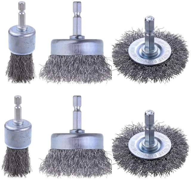 Main image of Rocaris 6 Pack Carbon Steel Wire Wheel Brush, Wire Brush for Drill