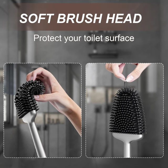 Alt view image 5 of 6 - Sellemer Silicone Toilet Brush, Ventilation Slots Base Holder 1 Pack Silver